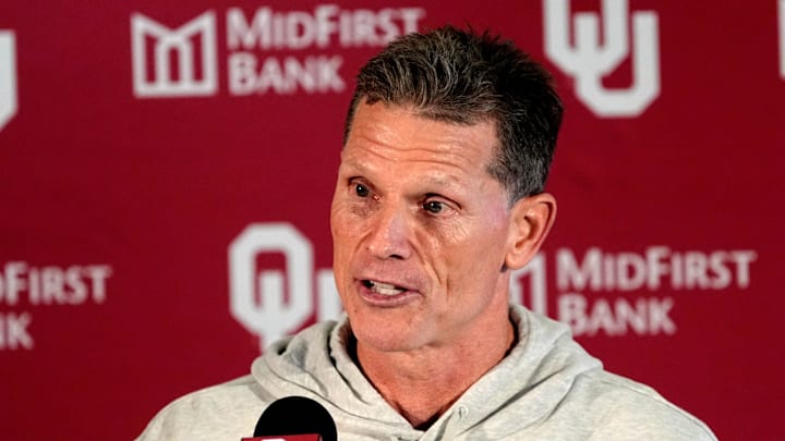 Oklahoma head football coch Brent Venables speaks to the media during the University of Oklahoma Sooners football spring press conference in Norman, Okla., Wednesday, March, 5, 2025.