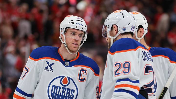 Nov 22, 2025; Sunrise, Florida, USA; Edmonton Oilers center Connor McDavid (97) speaks to center Leon Draisaitl (29) against the Florida Panthers during the second period at Amerant Bank Arena. Mandatory Credit: Sam Navarro-Imagn Images Nov 22, 2025; Sunrise, Florida, USA; Edmonton Oilers center Connor McDavid (97) speaks to center Leon Draisaitl (29) against the Florida Panthers during the second period at Amerant Bank Arena. Mandatory Credit: Sam Navarro-Imagn Images