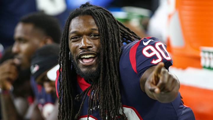 Aug 18, 2018; Houston, TX, USA; Houston Texans defensive end Jadeveon Clowney (90) talks on the sideline during the fourth quarter against the San Francisco 49ers at NRG Stadium. Mandatory Credit: Troy Taormina-USA TODAY Sports Aug 18, 2018; Houston, TX, USA; Houston Texans defensive end Jadeveon Clowney (90) talks on the sideline during the fourth quarter against the San Francisco 49ers at NRG Stadium. Mandatory Credit: Troy Taormina-USA TODAY Sports
