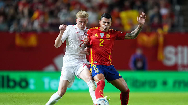 Pedro Porro in action against Denmark