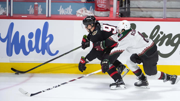 Mar 1, 2024; Ottawa, Ontario, CAN; Ottawa Senators defenseman Vladimir Tarasenko (91) skates with