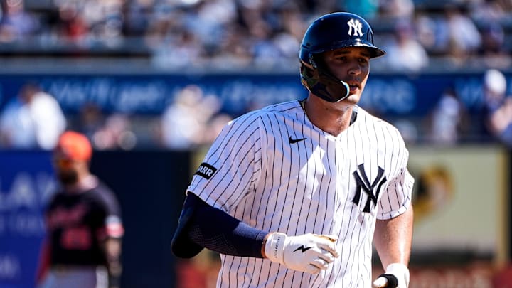 New York Yankees center fielder Spencer Jones (78) runs after batting a home run against Detroit Tigers during the second inning at George M. Steinbrenner Field in Tampa, Fla. on Saturday, Feb. 21, 2026.