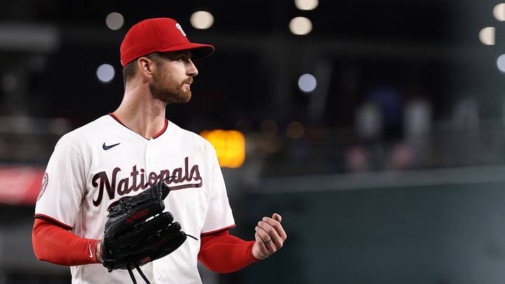 Jun 22, 2026; Washington, District of Columbia, USA; Washington Nationals starting pitcher Foster Griffin (22) walks to the dugout after being removed from the game against the Philadelphia Phillies during the eighth inning at Nationals Park. Mandatory Credit: Geoff Burke-Imagn Images Jun 22, 2026; Washington, District of Columbia, USA; Washington Nationals starting pitcher Foster Griffin (22) walks to the dugout after being removed from the game against the Philadelphia Phillies during the eighth inning at Nationals Park. Mandatory Credit: Geoff Burke-Imagn Images
