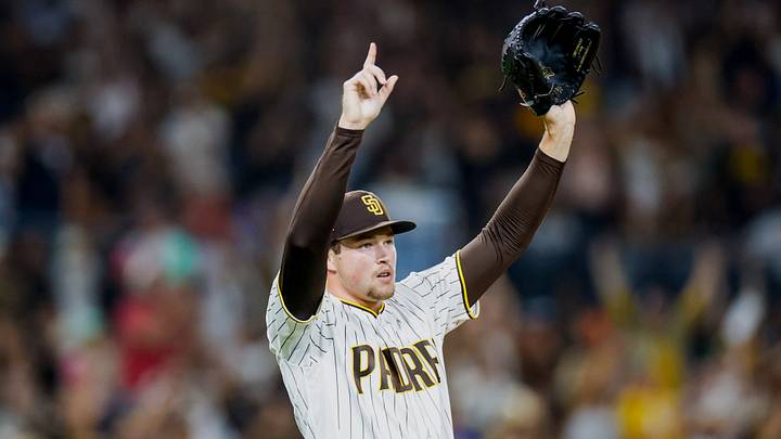 Aug 22, 2026; San Diego, California, USA; San Diego Padres relief pitcher Mason Miller (22) celebrates during the ninth inning against the Minnesota Twins at Petco Park. Mandatory Credit: David Frerker-Imagn Images Aug 22, 2026; San Diego, California, USA; San Diego Padres relief pitcher Mason Miller (22) celebrates during the ninth inning against the Minnesota Twins at Petco Park. Mandatory Credit: David Frerker-Imagn Images