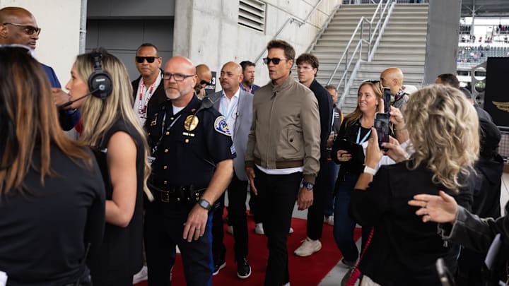 May 25, 2025; Indianapolis, Indiana, USA; Tom Brady arrives prior to the IndyCar Series 109th Running of the Indianapolis 500 at Indianapolis Motor Speedway. Mandatory Credit: Mark J. Rebilas-Imagn Images May 25, 2025; Indianapolis, Indiana, USA; Tom Brady arrives prior to the IndyCar Series 109th Running of the Indianapolis 500 at Indianapolis Motor Speedway. Mandatory Credit: Mark J. Rebilas-Imagn Images