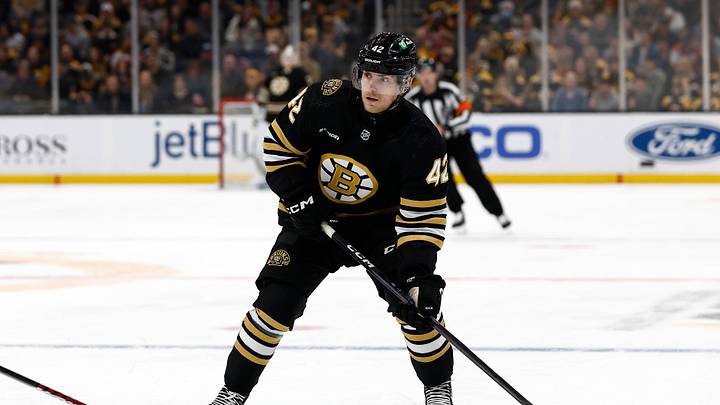 Dec 30, 2023; Boston, Massachusetts, USA; Boston Bruins center Georgii Merkulov (42) during the first period against the New Jersey Devils at TD Garden. Mandatory Credit: Winslow Townson-USA TODAY Sports Dec 30, 2023; Boston, Massachusetts, USA; Boston Bruins center Georgii Merkulov (42) during the first period against the New Jersey Devils at TD Garden. Mandatory Credit: Winslow Townson-USA TODAY Sports