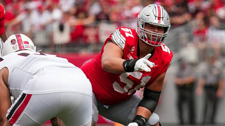 Ohio State Buckeyes offensive lineman Luke Montgomery (51) lines up during the NCAA football game against the Ball State Cardinals at Ohio Stadium in Columbus on Sept. 5, 2026. Ohio State Buckeyes offensive lineman Luke Montgomery (51) lines up during the NCAA football game against the Ball State Cardinals at Ohio Stadium in Columbus on Sept. 5, 2026.