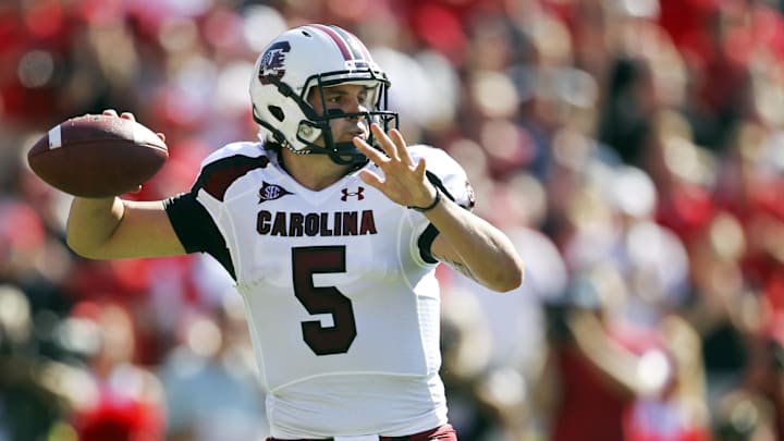 September 10, 2011; Athens, GA, USA; South Carolina quarterback Stephen Garcia (5). Mandatory Credit: Daniel Shirey-Imagn Images