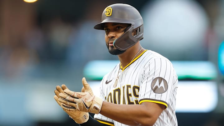 Aug 9, 2025; San Diego, California, USA; San Diego Padres shortstop Xander Bogaerts (2) celebrates after hitting an RBI single during the third inning against the Boston Red Sox at Petco Park. Mandatory Credit: David Frerker-Imagn Images Aug 9, 2025; San Diego, California, USA; San Diego Padres shortstop Xander Bogaerts (2) celebrates after hitting an RBI single during the third inning against the Boston Red Sox at Petco Park. Mandatory Credit: David Frerker-Imagn Images
