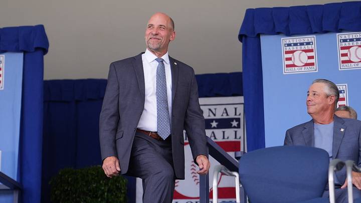 Jul 26, 2026; Cooperstown, NY, USA; Hall of Famer John Smoltz is introduced during the National Baseball Hall of Fame Induction ceremony at Clark Sports Center. Mandatory Credit: Gregory Fisher-Imagn Images Jul 26, 2026; Cooperstown, NY, USA; Hall of Famer John Smoltz is introduced during the National Baseball Hall of Fame Induction ceremony at Clark Sports Center. Mandatory Credit: Gregory Fisher-Imagn Images
