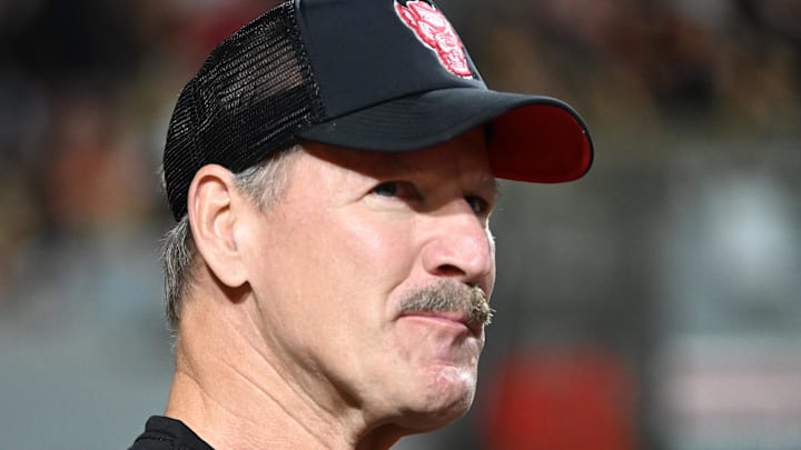 Sep 29, 2023; Raleigh, North Carolina, USA; Former North Carolina State Wolfpack linebacker Bill Cowher reacts after being inducted to the ring of honor during the first half at Carter-Finley Stadium. Mandatory Credit: Rob Kinnan-Imagn Images Sep 29, 2023; Raleigh, North Carolina, USA; Former North Carolina State Wolfpack linebacker Bill Cowher reacts after being inducted to the ring of honor during the first half at Carter-Finley Stadium. Mandatory Credit: Rob Kinnan-Imagn Images