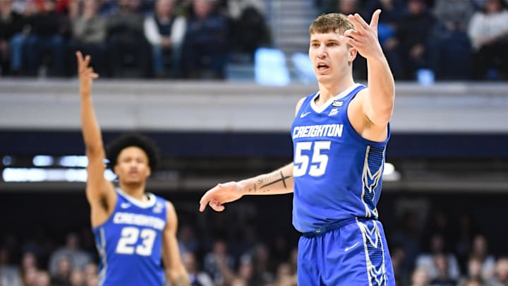 Feb 17, 2024; Indianapolis, Indiana, USA;  Creighton Bluejays guard Trey Alexander (23) and