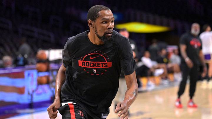 Apr 21, 2026; Los Angeles, California, USA; Houston Rockets forward Kevin Durant (7) warms up prior to game two of the first round of the 2026 NBA Playoffs against the Los Angeles Lakers at Crypto.com Arena. Mandatory Credit: Jayne Kamin-Oncea-Imagn Images Apr 21, 2026; Los Angeles, California, USA; Houston Rockets forward Kevin Durant (7) warms up prior to game two of the first round of the 2026 NBA Playoffs against the Los Angeles Lakers at Crypto.com Arena. Mandatory Credit: Jayne Kamin-Oncea-Imagn Images