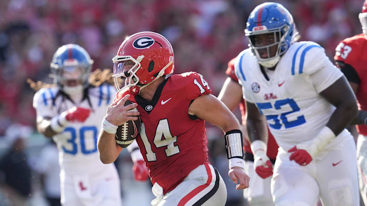 Georgia is favored against Ole Miss in the second round of the College Football Playoff. Georgia is favored against Ole Miss in the second round of the College Football Playoff.