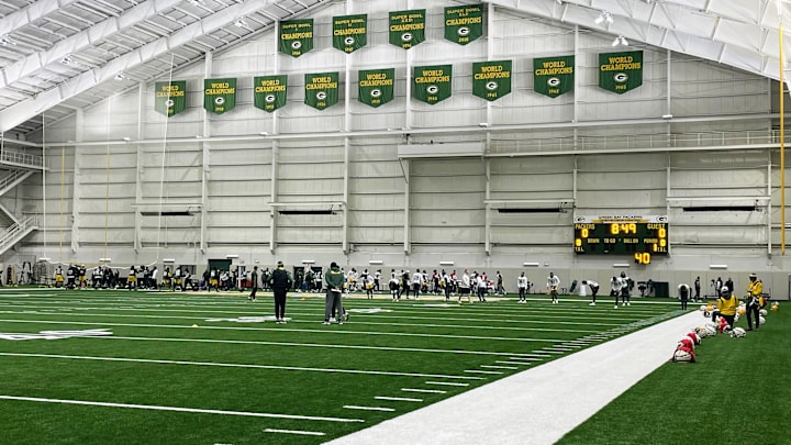 The Don Hutson Center while the players warm up on Friday.