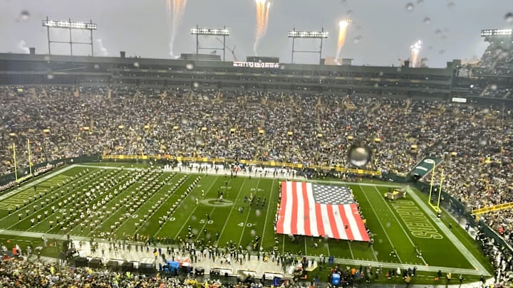 It's a rainy Sunday for Packers-Lions at Lambeau Field. It's a rainy Sunday for Packers-Lions at Lambeau Field.