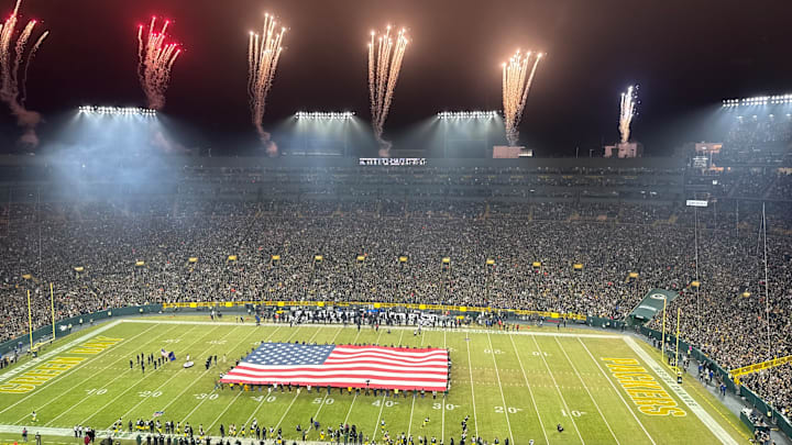 The scene at Lambeau Field before kickoff of Packers-Ravens on Saturday night.