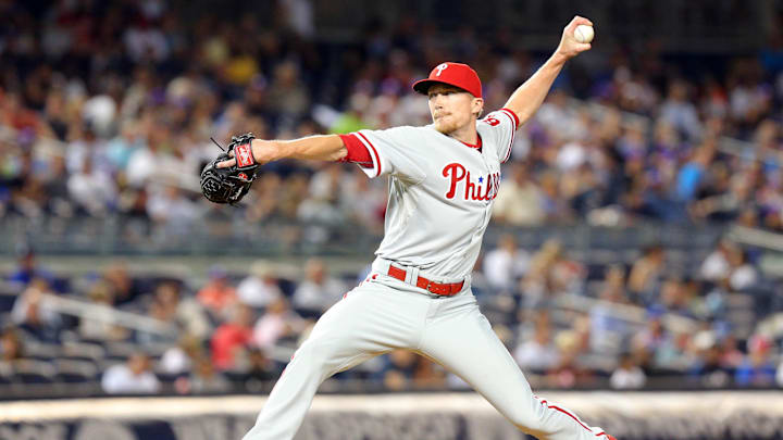 Jun 22, 2015; Bronx, NY, USA; Philadelphia Phillies relief pitcher Jake Diekman (63) pitches against the New York Yankees during the fifth inning at Yankee Stadium. Mandatory Credit: Brad Penner-Imagn Images