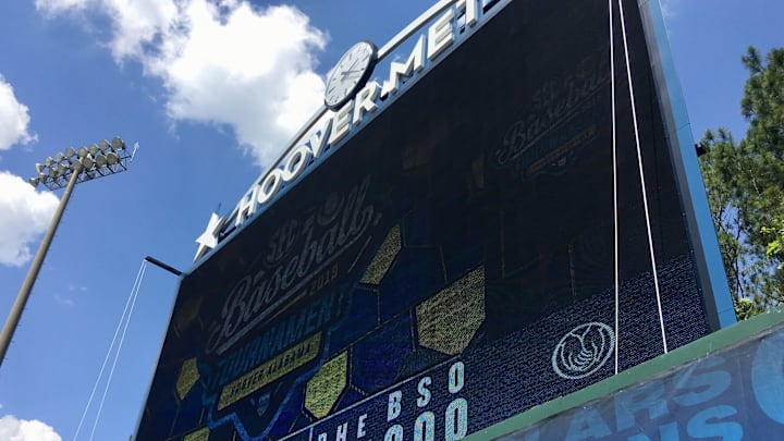 At Hoover Metropolitan Stadium, below the new videoboard in right field,    101    is printed in