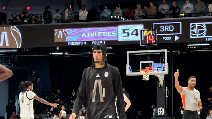 6-foot-8 Shon Abaev is a left-handed guard/forward who has been lighting up his senior season playing for Fear of God Athletics in the Overtime Elite League. The Cincinnati Bearcats are pursuing Abaev and their coaching staff was present to watch him play Friday night.