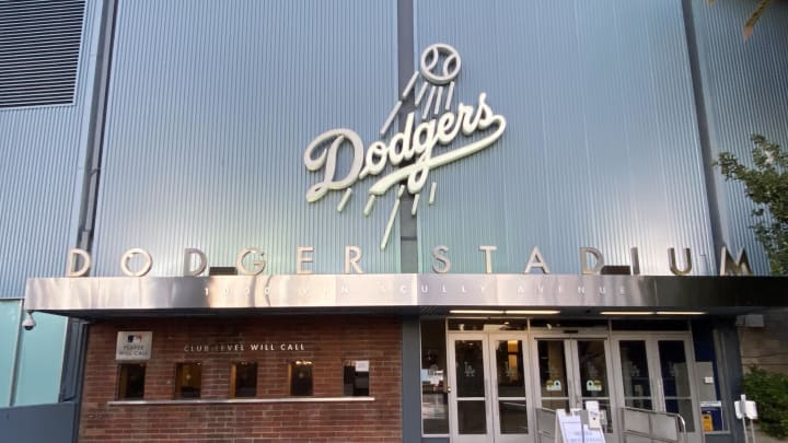 Jul 15, 2020; Los Angeles, California, United States; A general overall view of the Los Angeles Dodgers logo at Dodger Stadium. Mandatory Credit: Kirby Lee-USA TODAY Sports Jul 15, 2020; Los Angeles, California, United States; A general overall view of the Los Angeles Dodgers logo at Dodger Stadium. Mandatory Credit: Kirby Lee-USA TODAY Sports