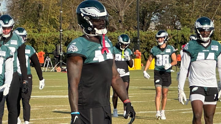WR A.J. Brown at Eagles practice on Nov. 6, 2024. WR A.J. Brown at Eagles practice on Nov. 6, 2024.