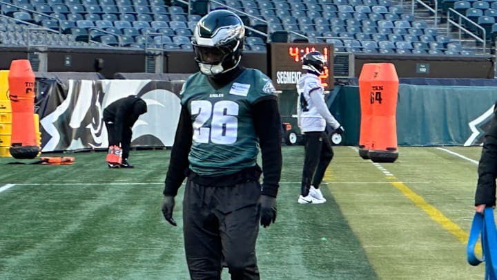 Saquon Barkley practices at Lincoln Financial Field ahead of a wildcard playoff game vs. Green Bay Packers.