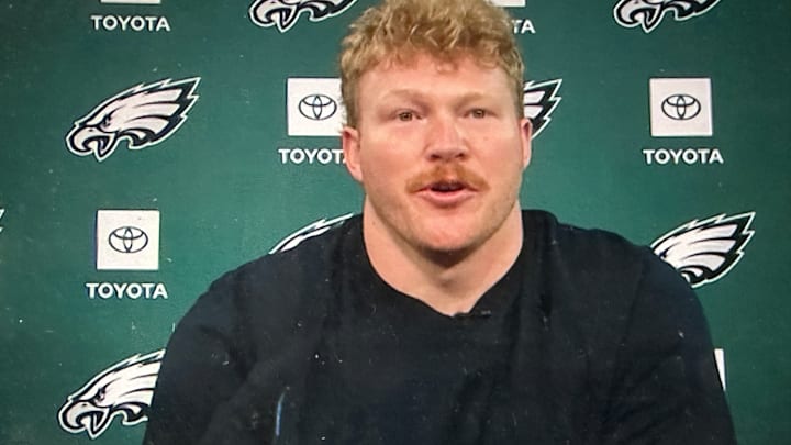 Cam Jurgens talked about his contract extension during a Zoom call on April 21, 2025. Cam Jurgens talked about his contract extension during a Zoom call on April 21, 2025.