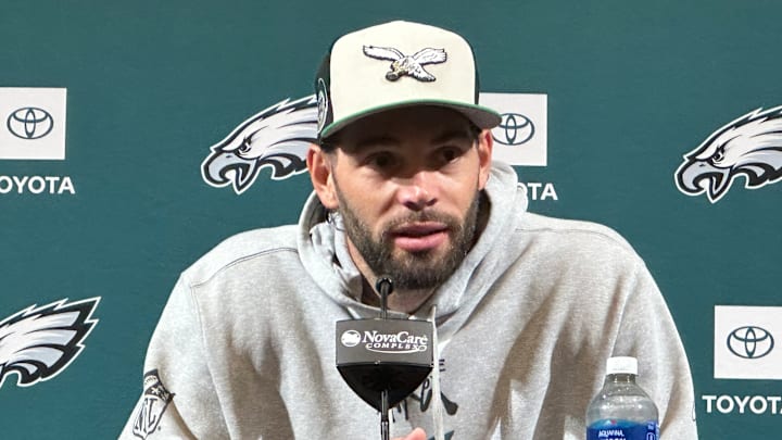 Eagles tight end Dallas Goedert talked to the media about returning to the team on a reworked, one-year contract.