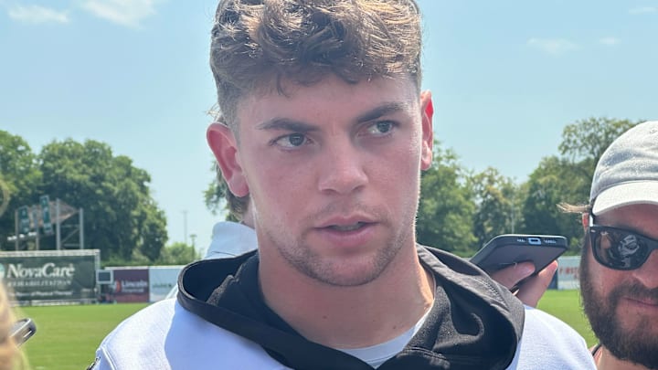 Eagles DB Cooper DeJean after practice on July 24, 2025.