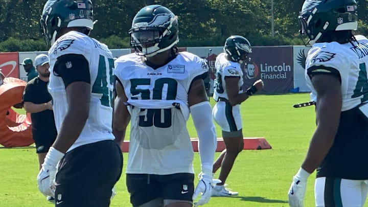 Eagles edge rusher Ogbo Okoronkwo (No. 50).