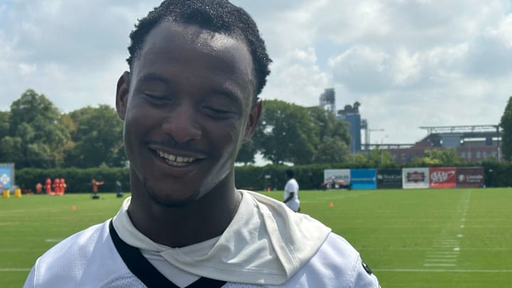 Eagles S Drew Mukuba speaks after practice on Aug. 12, 2025 Eagles S Drew Mukuba speaks after practice on Aug. 12, 2025
