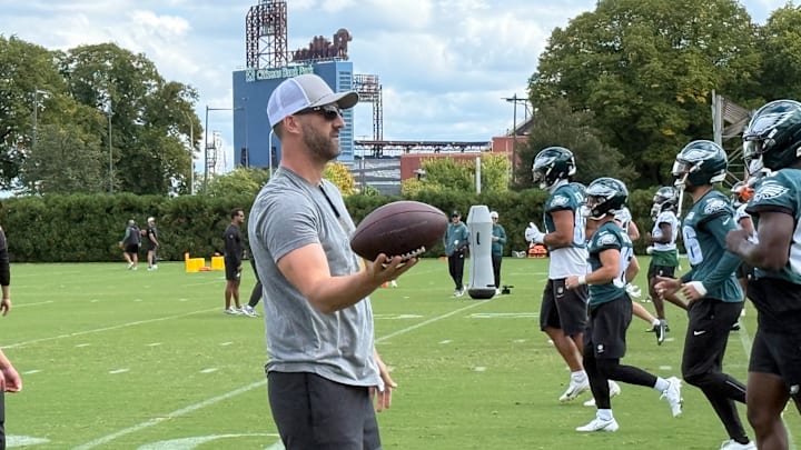 Eagles head coach Nick Sirianni puts his team through drills during a practice leading up to the team's season-opener against the Dallas Cowboys. Eagles head coach Nick Sirianni puts his team through drills during a practice leading up to the team's season-opener against the Dallas Cowboys.
