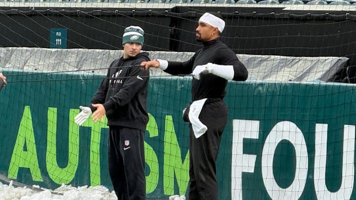 Eagles QB Jalen Hurts prepares for a Week 16 practice at Lincoln Financial Field. Eagles QB Jalen Hurts prepares for a Week 16 practice at Lincoln Financial Field.