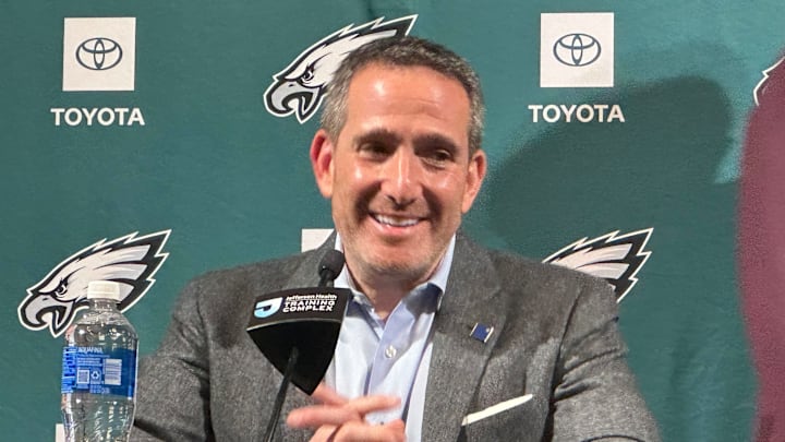 Eagles GM Howie Roseman speaks to reporters after the 2026 NFL Draft.