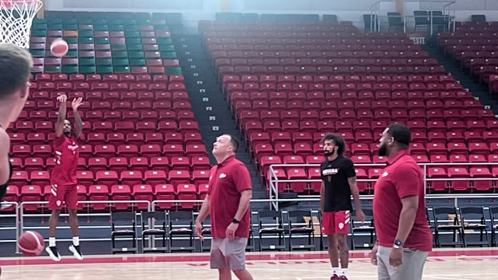 Indiana men's basketball warms up before the first of three games Aug. 6, 2025, in San Juan, Puerto Rico.