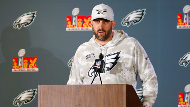 Feb 6, 2025; New Orleans, LA, USA;  Philadelphia Eagles head coach Nick Sirianni during a press conference in advance of Super Bowl LIX at New Orleans Marriott. 