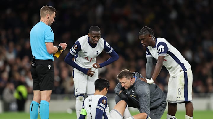 Heung Min-Son receiving treatment in the win over Qarabag  