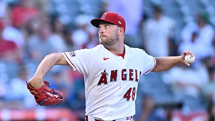 Jun 10, 2026; Anaheim, California, USA; Los Angeles Angels pitcher Reid Detmers (48) delivers during the first inning against the Houston Astros at Angel Stadium. Mandatory Credit: William Liang-Imagn Images Jun 10, 2026; Anaheim, California, USA; Los Angeles Angels pitcher Reid Detmers (48) delivers during the first inning against the Houston Astros at Angel Stadium. Mandatory Credit: William Liang-Imagn Images