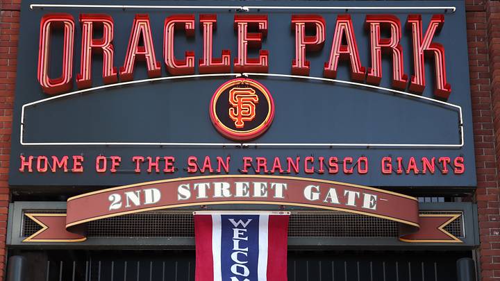 San Francisco, CA, USA; An Oracle Park sign is posted above the 2nd Street entrance gate as seen before the game between the San Francisco Giants and the Colorado Rockies at Oracle Park. Mandatory Credit: Darren Yamashita-USA TODAY Sports San Francisco, CA, USA; An Oracle Park sign is posted above the 2nd Street entrance gate as seen before the game between the San Francisco Giants and the Colorado Rockies at Oracle Park. Mandatory Credit: Darren Yamashita-USA TODAY Sports