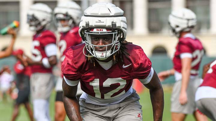 The Crimson Tide football team continued practice Thursday, Aug. 1, 2024, as they prepare for the season opener and the first game under new head coach Kalen DeBoer. Alabama defensive back Zavier Mincey (12) backpedals during a defensive drill. The Crimson Tide football team continued practice Thursday, Aug. 1, 2024, as they prepare for the season opener and the first game under new head coach Kalen DeBoer. Alabama defensive back Zavier Mincey (12) backpedals during a defensive drill.