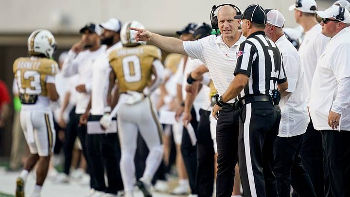Vanderbilt coach Clark Lea speaks with officials during the third quarter against Delaware at FirstBank Stadium in Nashville, Tenn., Saturday, Sept. 12, 2026. Vanderbilt coach Clark Lea speaks with officials during the third quarter against Delaware at FirstBank Stadium in Nashville, Tenn., Saturday, Sept. 12, 2026.