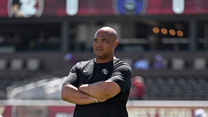 Sep 26, 2026; Tallahassee, Florida, USA;  Florida State Seminoles defensive coordinator Tony White before a game against the Central Arkansas Bears at Doak S. Campbell Stadium.  Mandatory Credit: Melina Myers-Imagn Images