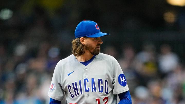 Sep 9, 2026; Milwaukee, Wisconsin, USA;  Chicago Cubs pitcher Kevin Gausman (12) during the game against the Milwaukee Brewers at American Family Field. Mandatory Credit: Jeff Hanisch-Imagn Images