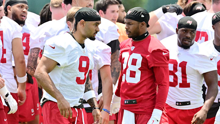 Emeka Egbuka and Shilo Sanders at Tampa Bay Buccaneers Rookie Minicamp