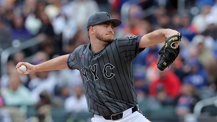 May 30, 2026; New York City, New York, USA; New York Mets starting pitcher Christian Scott (45) pitches against the Miami Marlins during the first inning at Citi Field. Mandatory Credit: Brad Penner-Imagn Images