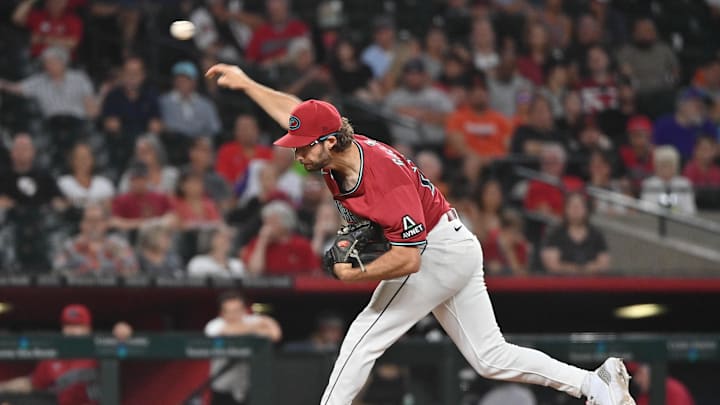 Jul 1, 2025; Phoenix, Arizona, USA; Arizona Diamondbacks pitcher Zac Gallen (23) throws in the seventh inning against the San Francisco Giants at Chase Field. Mandatory Credit: Matt Kartozian-Imagn Images Jul 1, 2025; Phoenix, Arizona, USA; Arizona Diamondbacks pitcher Zac Gallen (23) throws in the seventh inning against the San Francisco Giants at Chase Field. Mandatory Credit: Matt Kartozian-Imagn Images
