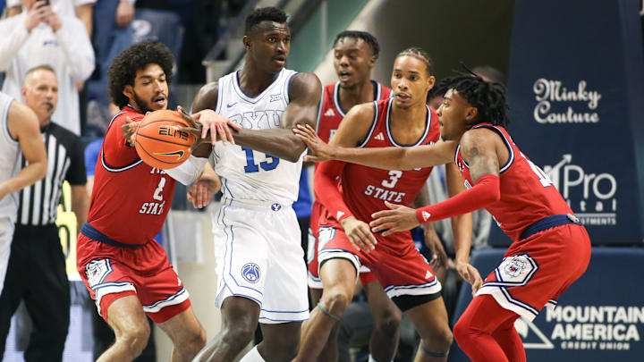 Keita coughs up possession to a swarm of Fresno State defenders.