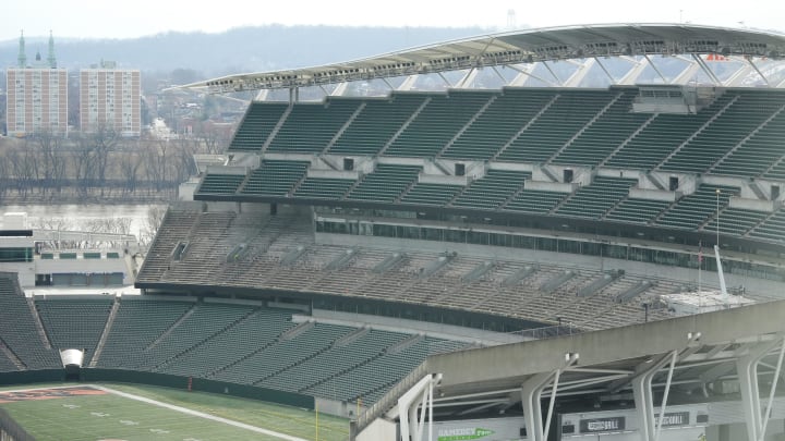 Seats are removed on the club level of Paycor Stadium on Friday, Feb. 9, 2024, in Downtown