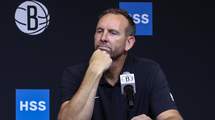 Sep 23, 2025; Brooklyn, NY, USA; Brooklyn Nets general manager Sean Marks speaks at Media Day. Mandatory Credit: Wendell Cruz-Imagn Images Sep 23, 2025; Brooklyn, NY, USA; Brooklyn Nets general manager Sean Marks speaks at Media Day. Mandatory Credit: Wendell Cruz-Imagn Images